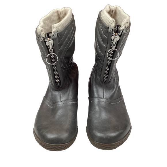 SOREL Firenzy Breve Leather Zip Up Winter Boot Gray - Picture 5 of 11